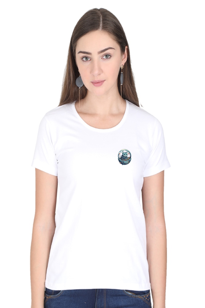 Purrito Female Round Neck Half Sleeve Classic - Pocket Graphic