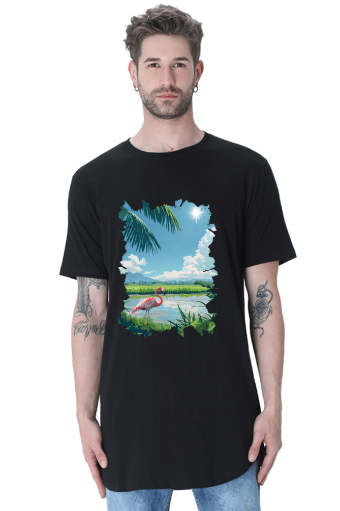 Flamin-stay Longline Curved TShirt