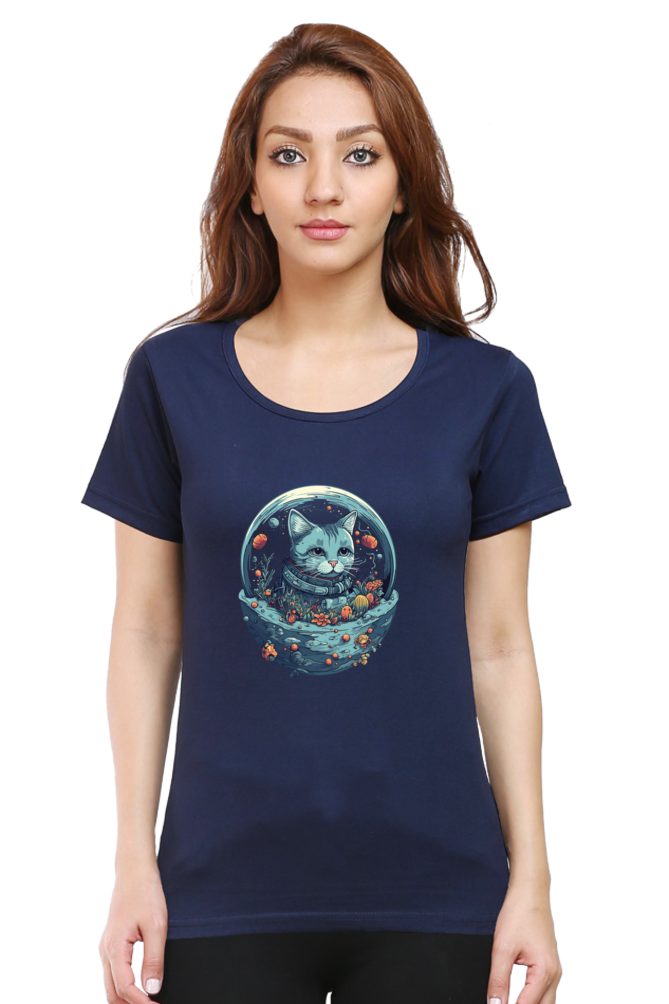 Purrito Female Round Neck Half Sleeve Classic - Shirt Graphic