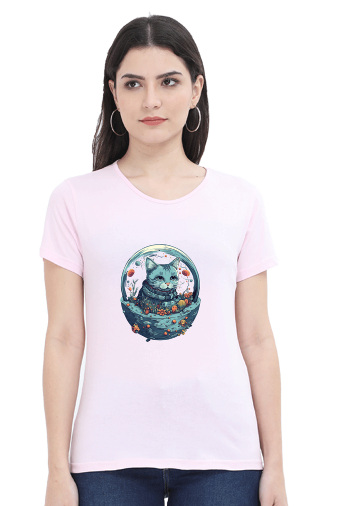 Purrito Female Round Neck Half Sleeve Classic - Shirt Graphic