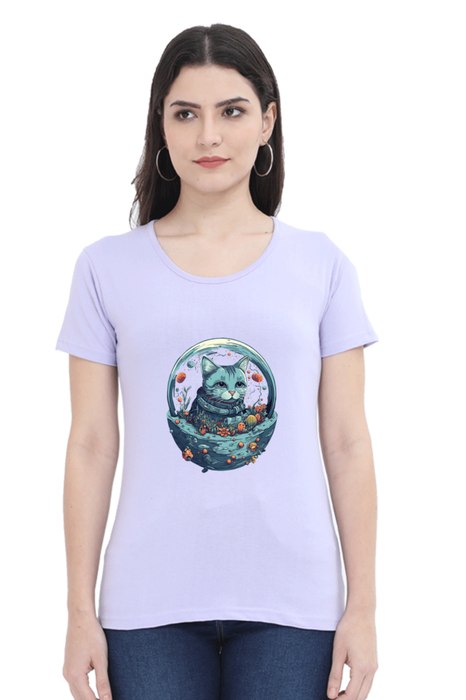 Purrito Female Round Neck Half Sleeve Classic - Shirt Graphic