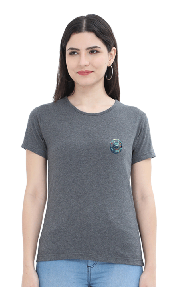 Purrito Female Round Neck Half Sleeve Classic - Pocket Graphic