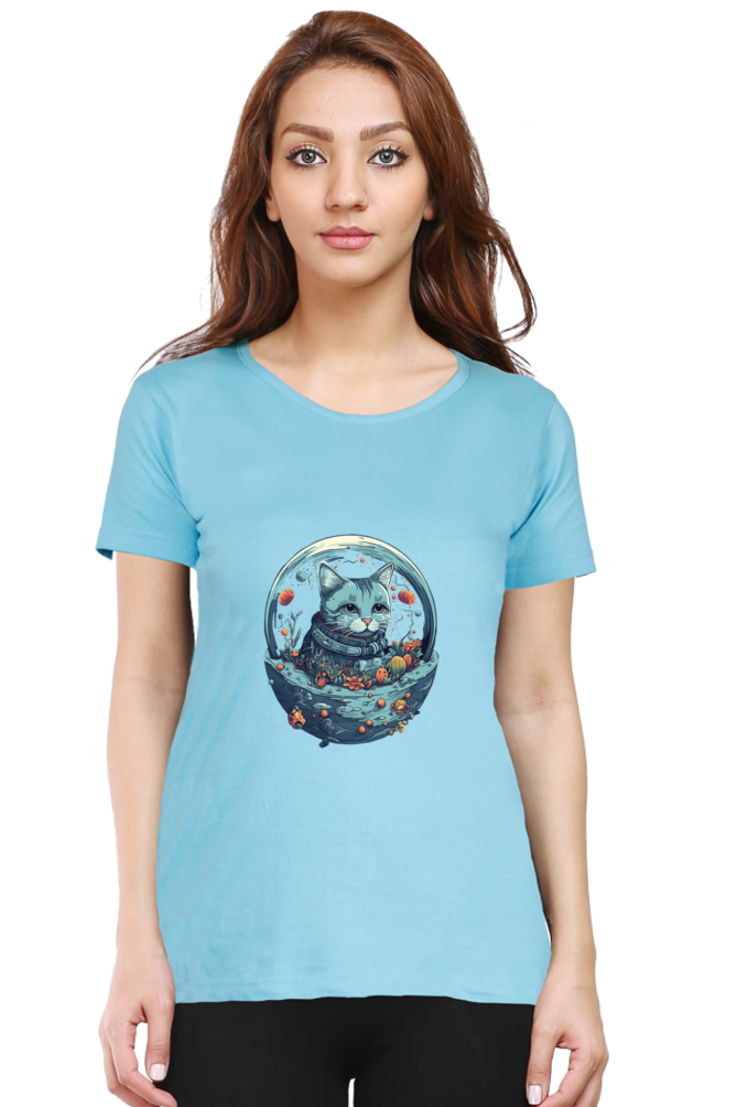 Purrito Female Round Neck Half Sleeve Classic - Shirt Graphic