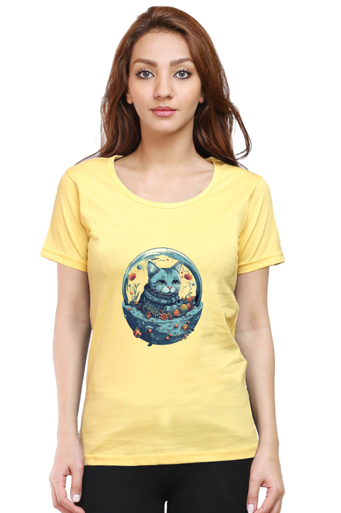 Purrito Female Round Neck Half Sleeve Classic - Shirt Graphic