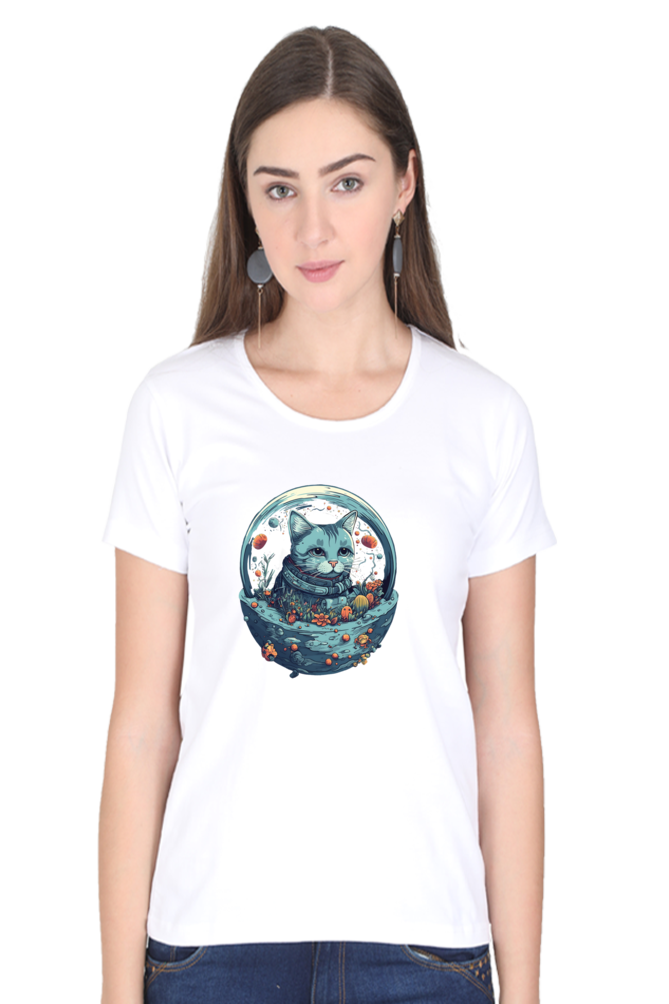 Purrito Female Round Neck Half Sleeve Classic - Shirt Graphic