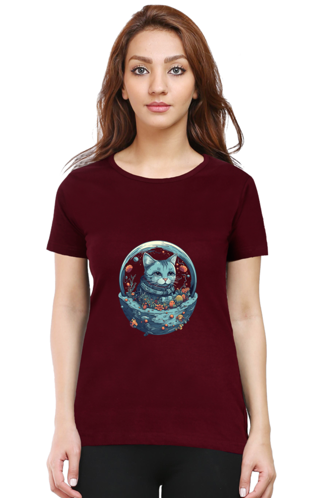 Purrito Female Round Neck Half Sleeve Classic - Shirt Graphic