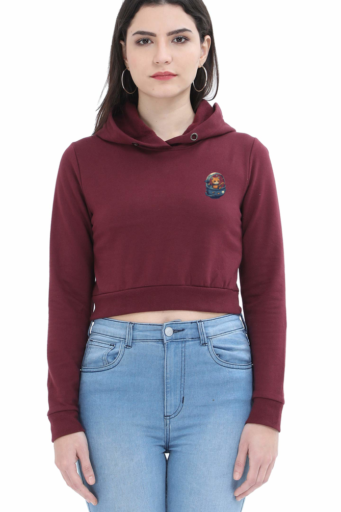 Issac Mew-Ton Female Crop Hoodie - Pocket Graphics