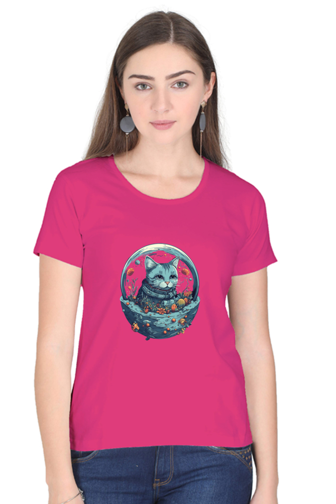 Purrito Female Round Neck Half Sleeve Classic - Shirt Graphic