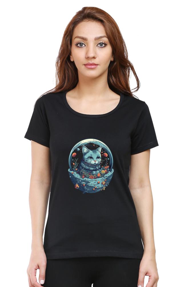 Purrito Female Round Neck Half Sleeve Classic - Shirt Graphic