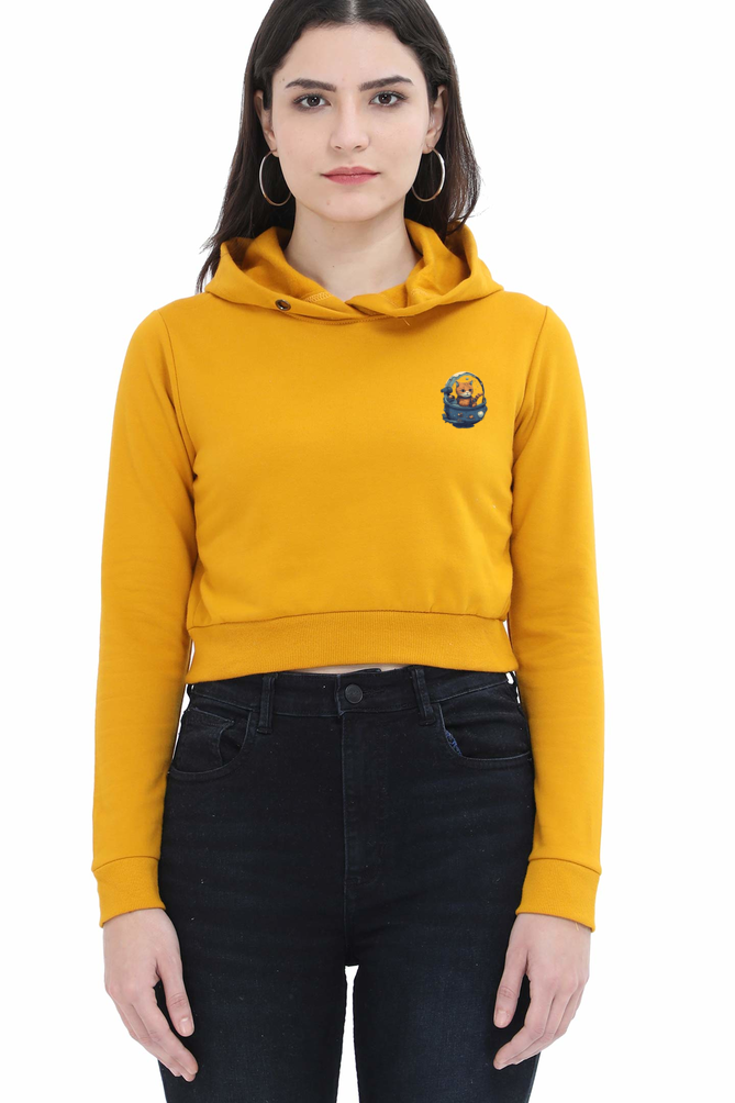 Issac Mew-Ton Female Crop Hoodie - Pocket Graphics