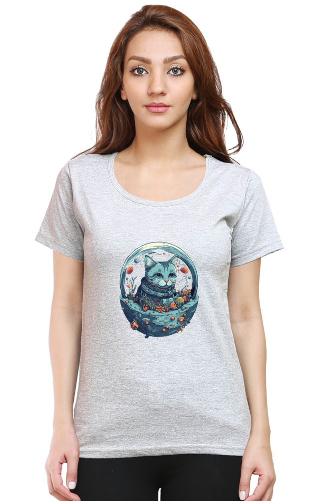 Purrito Female Round Neck Half Sleeve Classic - Shirt Graphic