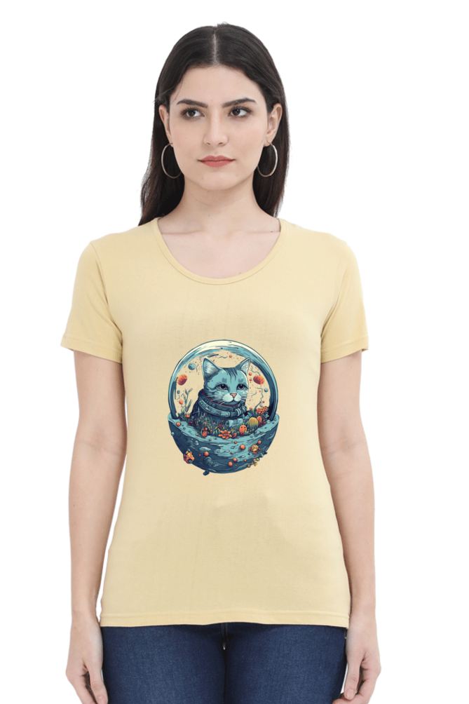 Purrito Female Round Neck Half Sleeve Classic - Shirt Graphic