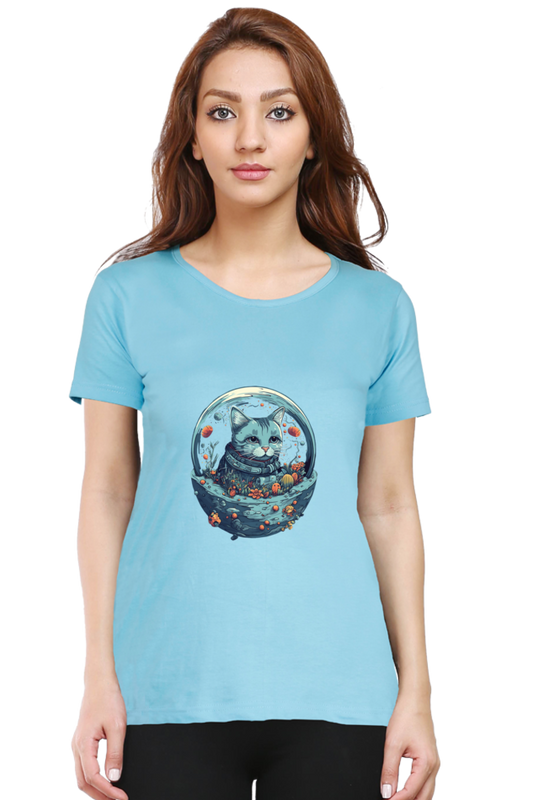 Purrito Female Round Neck Half Sleeve Classic - Shirt Graphic